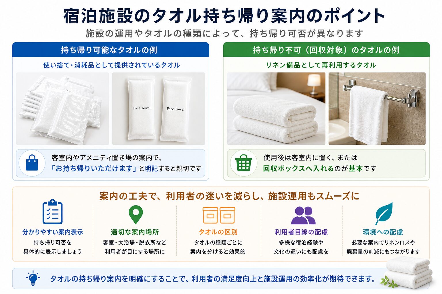 タオルの持ち帰り案内が分かりにくくなる主な原因の整理